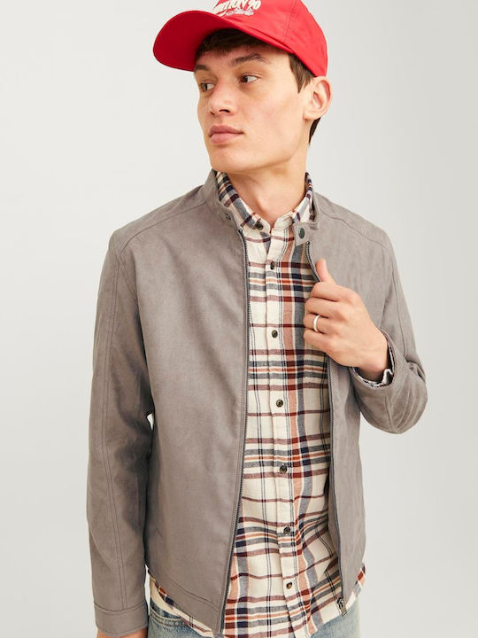 Faux Leather Jacket Gray
