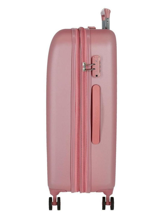 Movom Large Hard Pink Suitcase with 4 Wheels Height 80cm