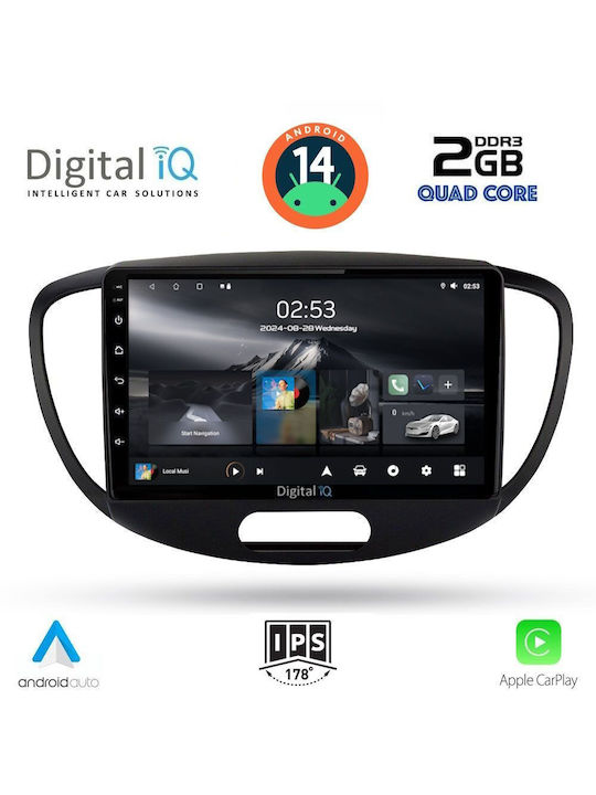 Digital IQ Sistem Audio Auto pentru Hyundai i10 2008-2013 (Bluetooth/USB/AUX/WiFi/GPS/Apple-Carplay/Android-Auto) cu Ecran Tactil 9"