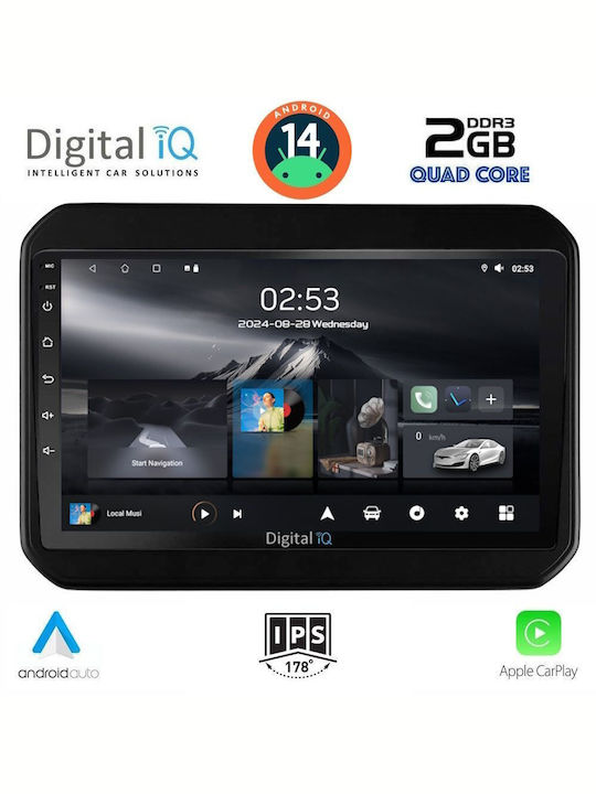 Digital IQ Sistem Audio Auto pentru Suzuki Ignis 2016 (Bluetooth/USB/AUX/WiFi/GPS/Apple-Carplay/Android-Auto) cu Ecran Tactil 9"