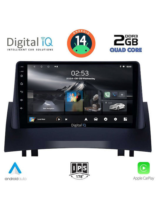 Digital IQ Ηχοσύστημα Αυτοκινήτου για Renault Megane 2002-2008 (Bluetooth/USB/AUX/WiFi/GPS/Apple-Carplay/Android-Auto) με Οθόνη Αφής 9"