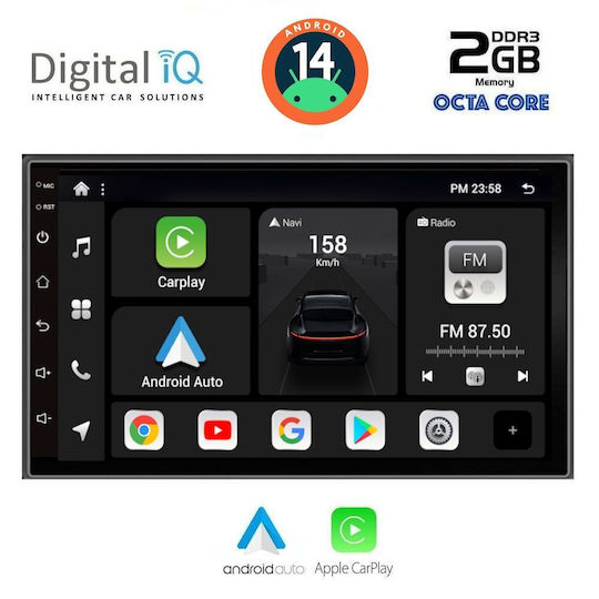 Автомобилна Аудио Система 2DIN (Блутут/USB/AUX/WiFi/GPS/Apple-Carplay/Android-Auto) с Тъчскрийн 7"