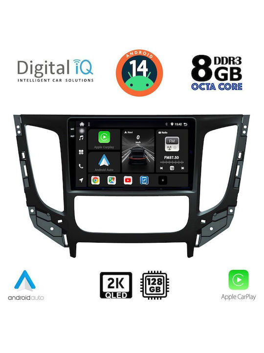 Digital IQ Car Audio System for Mitsubishi L200 2015 with Clima (Bluetooth/USB/AUX/WiFi/GPS/Apple-Carplay/Android-Auto) with Touch Screen 9"