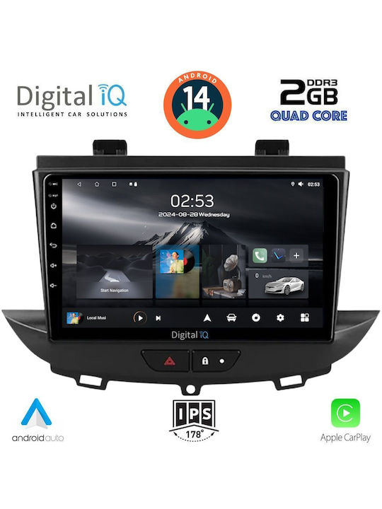 Digital IQ Auto-Audiosystem für Opel Crossland / Grandland 2017 (Bluetooth/USB/AUX/WiFi/GPS/Apple-Carplay/Android-Auto) mit Touchscreen 9"