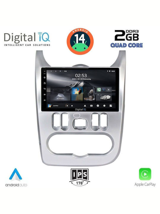 Digital IQ Ηχοσύστημα Αυτοκινήτου για Renault Logan Dacia Duster / Logan / Sandero 2006-2012 (Bluetooth/USB/AUX/WiFi/GPS/Apple-Carplay/Android-Auto) με Οθόνη Αφής 9"