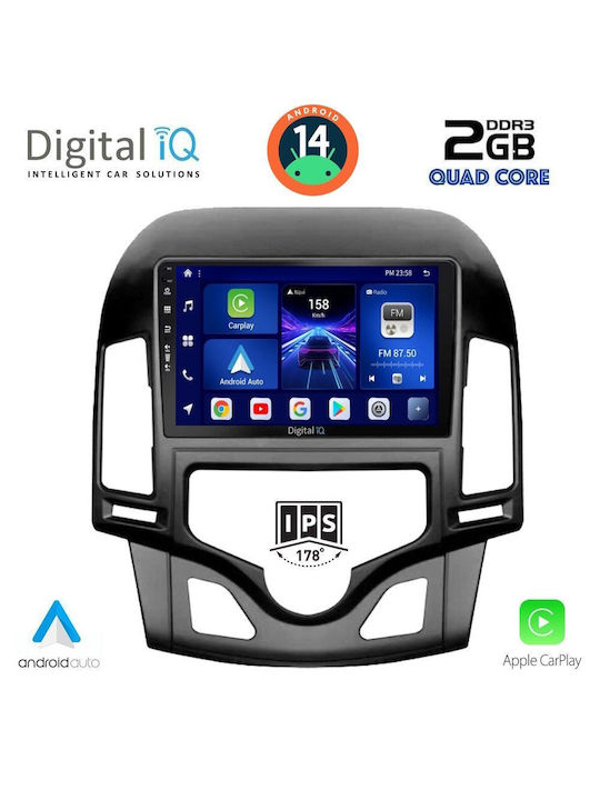 Digital IQ Car Audio System for Hyundai i30 2007-2012 with Clima (Bluetooth/USB/AUX/WiFi/GPS/Apple-Carplay/Android-Auto) with Touch Screen 9"