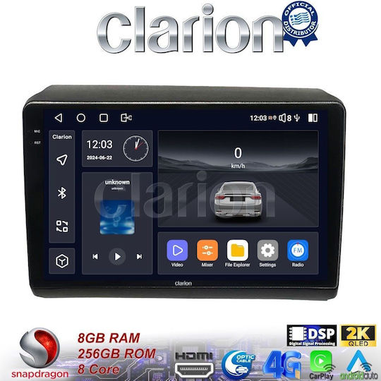 Clarion Ηχοσύστημα Αυτοκινήτου για Peugeot Partner Fiat Ducato Citroen Jumper 2012> (Bluetooth/USB/WiFi/GPS/Apple-Carplay/Android-Auto) με Οθόνη Αφής 9"