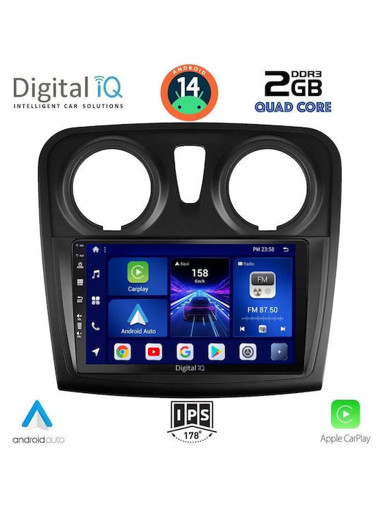 Digital IQ Car Audio System for Dacia Logan / Sandero 2012-2019 (Bluetooth/USB/AUX/WiFi/GPS/Apple-Carplay/Android-Auto) with Touch Screen 9"