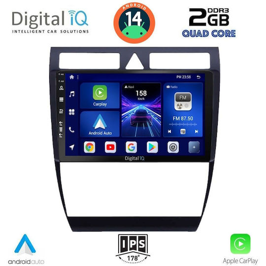 Digital IQ Car Audio System for Audi A6 1998-2005 (Bluetooth/USB/AUX/WiFi/GPS/Apple-Carplay/Android-Auto) with Touch Screen 9"