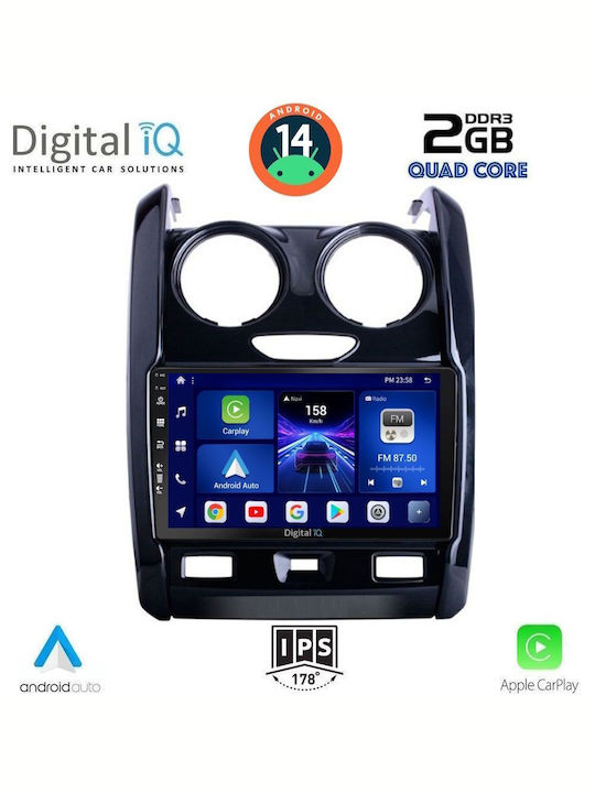 Digital IQ Car Audio System for Dacia Duster 2012-2019 (Bluetooth/USB/AUX/WiFi/GPS/Apple-Carplay/Android-Auto) with Touch Screen 9"