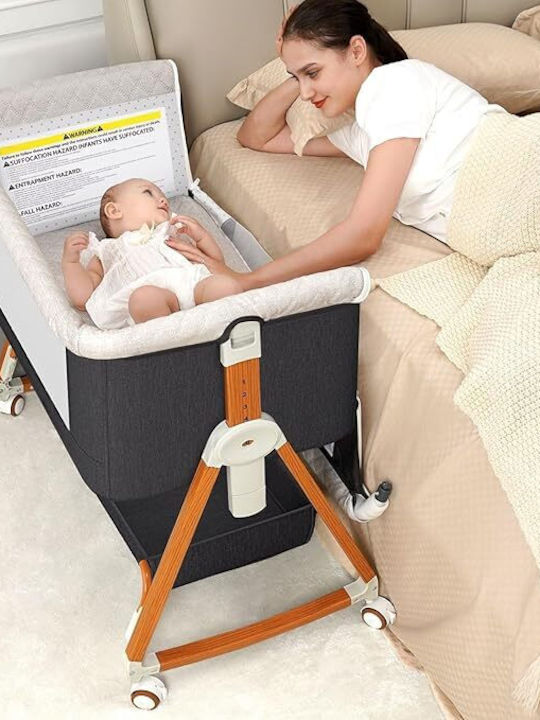 Cradle with Mattress and Wheels Dark Gray