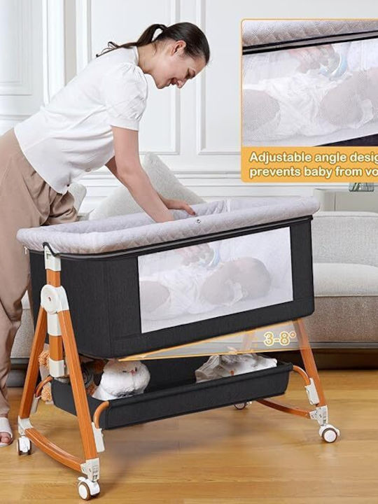 Cradle with Mattress and Wheels Dark Gray