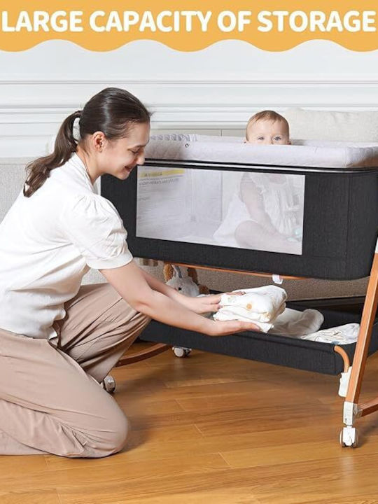 Cradle with Mattress and Wheels Dark Gray