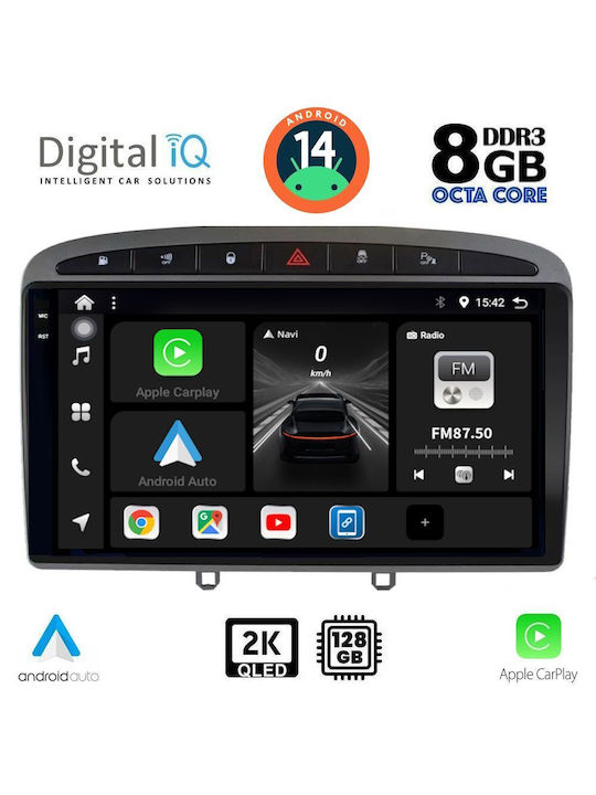 Digital IQ Car Audio System for Peugeot 308 / RCZ 2007-2012 (Bluetooth/USB/AUX/WiFi/GPS/Apple-Carplay/Android-Auto) with Touch Screen 9"