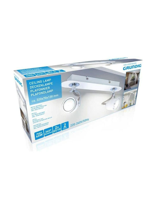 Grundig Διπλό Σποτ με Ντουί GU10 σε Λευκό Χρώμα