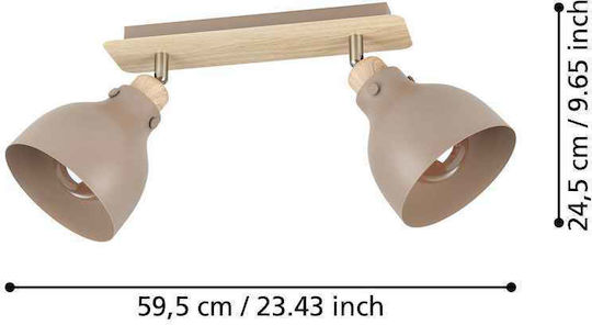 Eglo Double Spot with Socket E27 in Beige Color