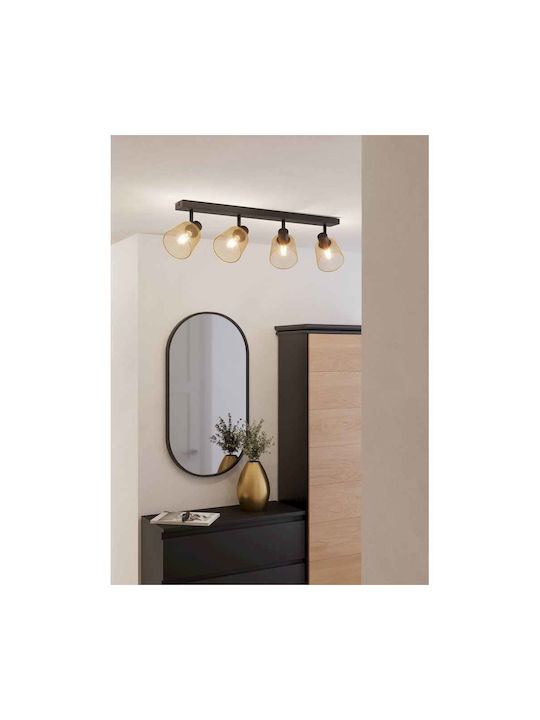 Eglo Spot with 4 Lights and with Socket E27 in Black Color