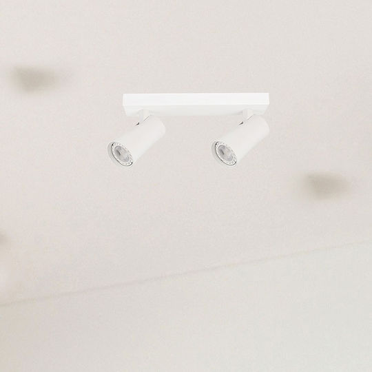 Eurolamp Διπλό Σποτ με Ντουί GU10 σε Λευκό Χρώμα