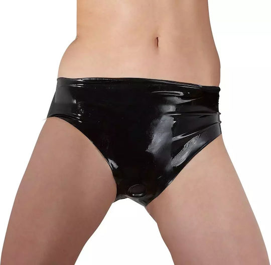 Late X Black Latex Panties Dildo In Crotch Size S