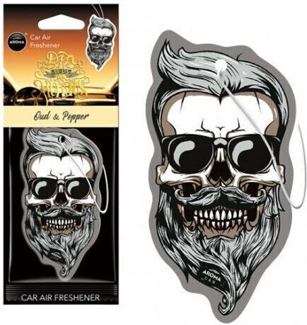 Aroma Car Car Air Freshener Tab Pendand Muertos Oud & Pepper Skull