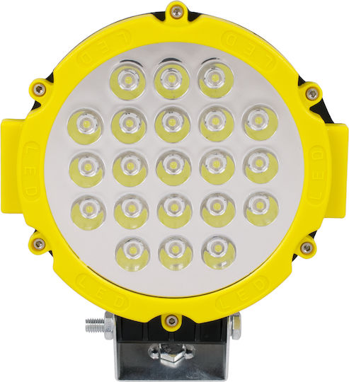 GloboStar Pro Series Στρογγυλός Αδιάβροχος Προβολέας Αυτοκινήτου LED 10 - 30V 63W 17.5cm με Κίτρινο Φωτισμό 1τμχ