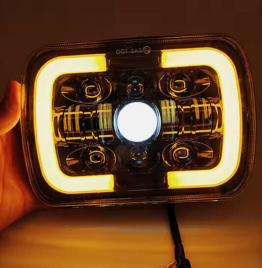 Raistar Ορθογώνιος Προβολέας Αυτοκινήτου LED 45W 17cm με Πορτοκαλί Φωτισμό 1τμχ