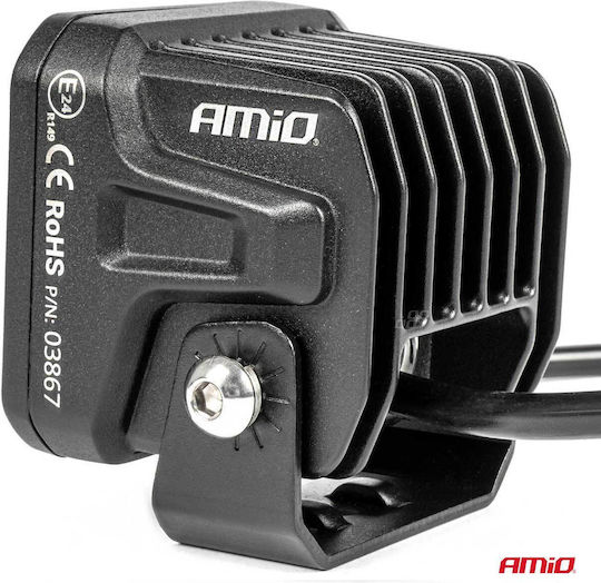 AMiO Squareς Waterproof Headlights Car LED Universal 12 / 24V 18W 7.6cm with White Lighting 1pcs
