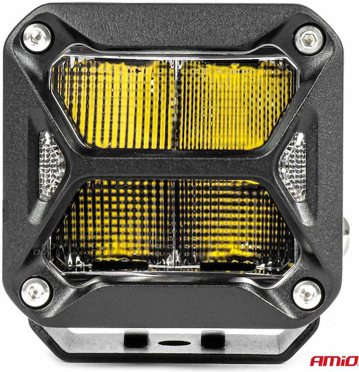 AMiO Squareς Waterproof Headlights Car LED Universal 12 / 24V 18W 7.6cm with White Lighting 1pcs