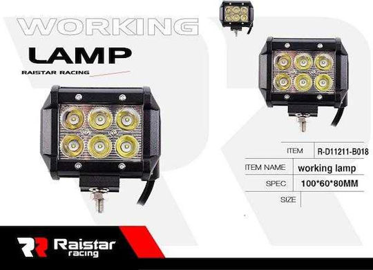 Raistar Ορθογώνιος Προβολέας Αυτοκινήτου LED 18W 10cm 1τμχ