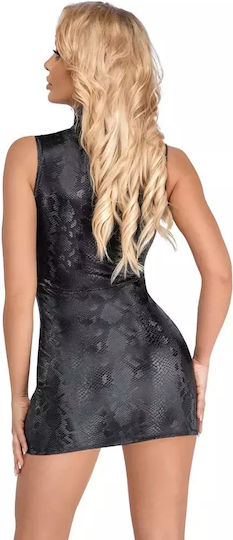 Cottelli Party Fitted Mini Dress Collar Matte Snake Skin Xl