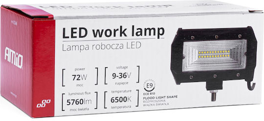 AMiO Rechteckς Scheinwerfer Auto LED 9 - 36V 72W 5.5cm mit Weiß Beleuchtung 1Stück