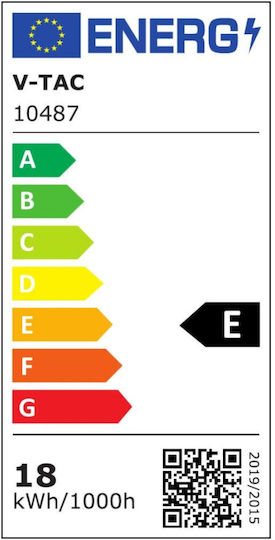 V-TAC Platz Vertieft LED Panel 18W mit Natürliches Weiß Licht 4000K