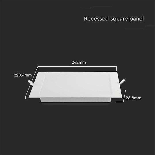 V-TAC Platz Vertieft LED Panel 18W mit Natürliches Weiß Licht 4000K