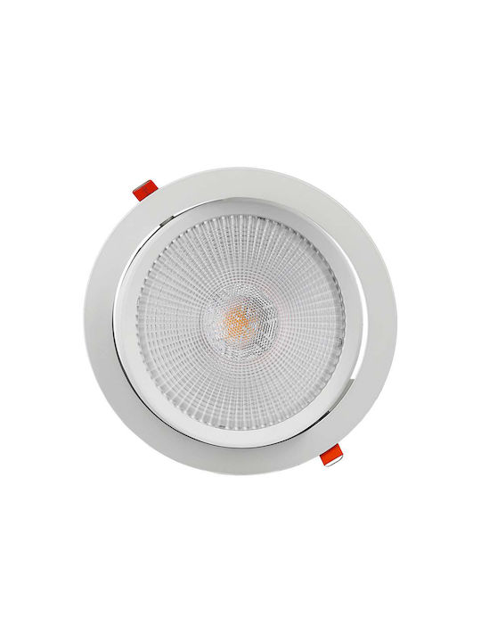 V-TAC Στρογγυλό Χωνευτό LED Panel 30W με Ψυχρό Λευκό Φως 6400K 22.5εκ.