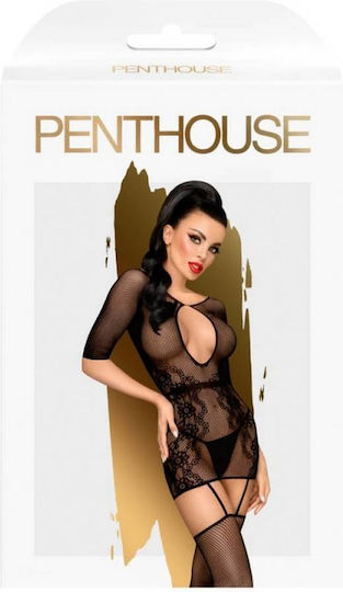 Penthouse High Stakes Rochie Sexy Rochie de plasă cu jartieră Black