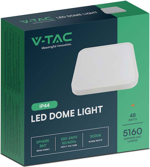 V-TAC Pătrat În aer liber Panou LED Putere 48W cu Alb Cald Lumini