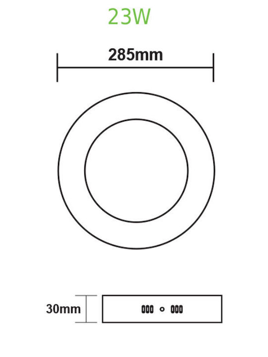 Aca Round LED Panel 23W with Natural White Light 4000K 28.5cm
