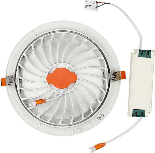 V-TAC Στρογγυλό Χωνευτό LED Panel 20W με Ψυχρό Λευκό Φως 6400K 17εκ.