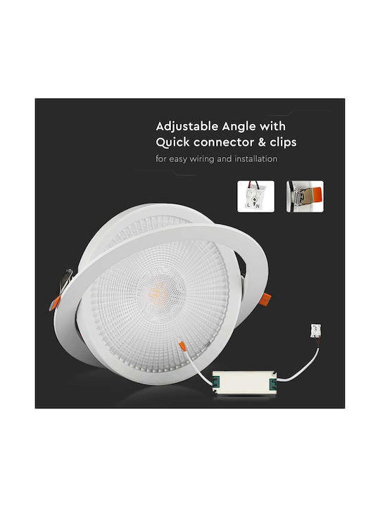 V-TAC Στρογγυλό Χωνευτό LED Panel 20W με Ψυχρό Λευκό Φως 6400K 17εκ.