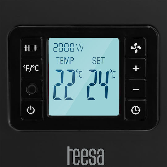 Teesa Konvektorheizung Boden 2000W mit elektronischem Thermostat 21x60.5cm Schwarz