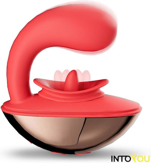 Rondy Vibrating Licking Tongue Stimulator Mini Διπλός Δονητής με Απομακρυσμένο Έλεγχο 8.8cm Κόκκινος