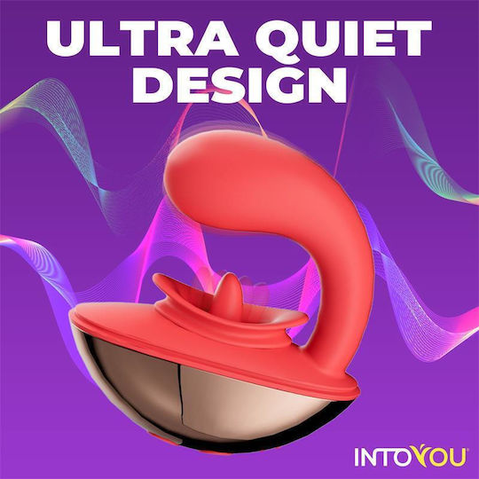 Rondy Vibrating Licking Tongue Stimulator Mini Διπλός Δονητής με Απομακρυσμένο Έλεγχο 8.8cm Κόκκινος