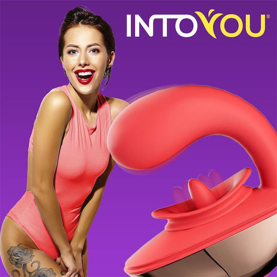 Rondy Vibrating Licking Tongue Stimulator Mini Διπλός Δονητής με Απομακρυσμένο Έλεγχο 8.8cm Κόκκινος
