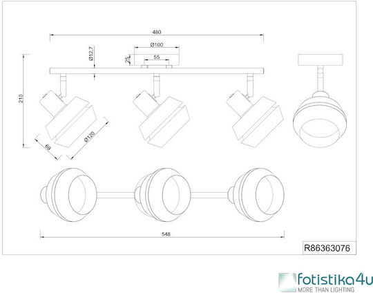 Trio Lighting Τριπλό Σποτ με Ντουί E14 σε Γκρι Χρώμα