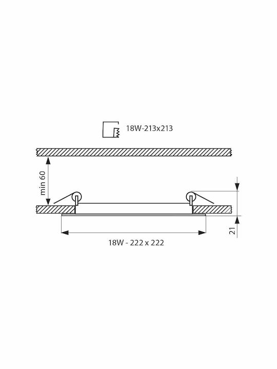 Vivalux Τετράγωνο Χωνευτό LED Panel 18W με Φυσικό Λευκό Φως 4000K