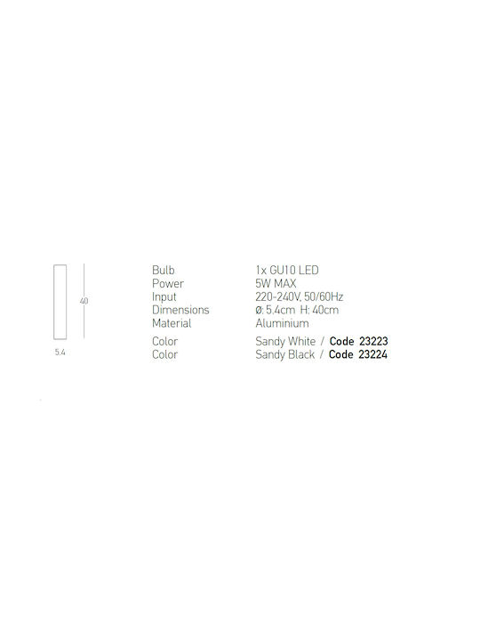 Zambelis Lights Single Spot with Socket GU10 in White Color