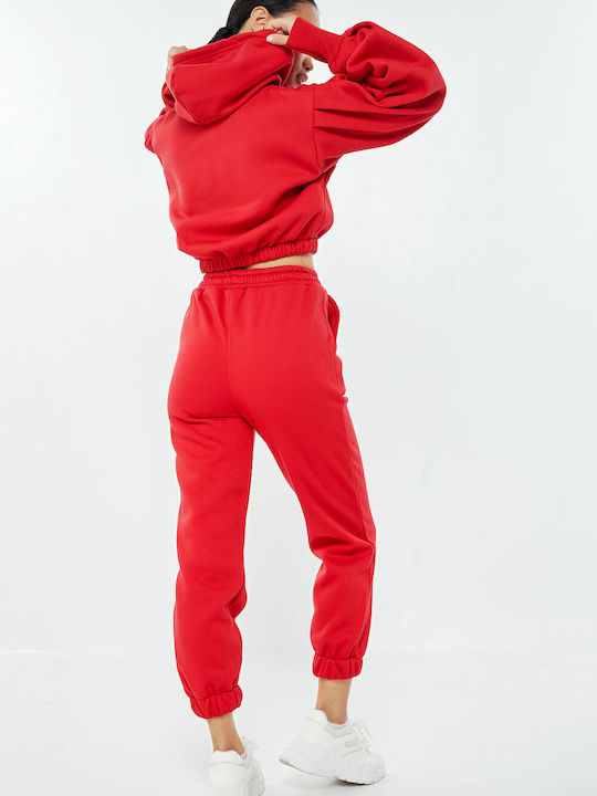 Изрязан Дамски Суитшърт Худи Red