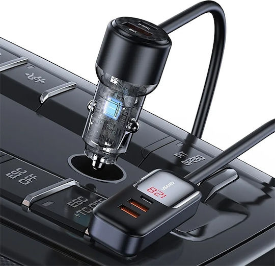Usams Φορτιστής Αυτοκινήτου 165W Γρήγορης Φόρτισης με Θύρες: 2xUSB 1xType-C Μαύρος