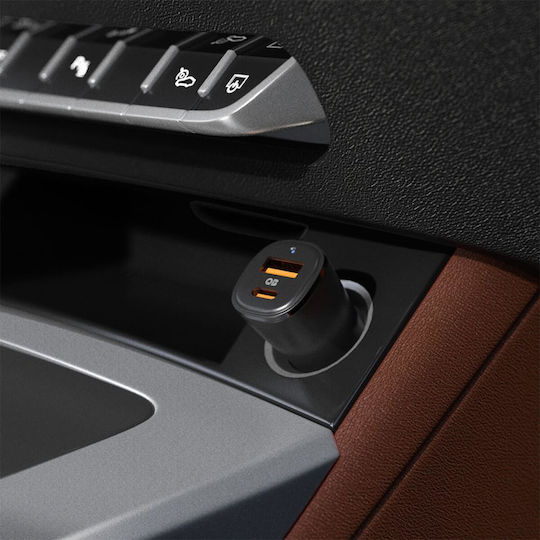 Spigen Essential 48w Car Charger Φορτιστής Αυτοκινήτου 48W 2.4A με Θύρες: 1xUSB 1xType-C Μαύρο Χρώμα