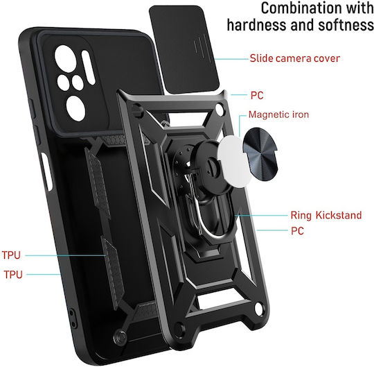 Techsuit Camshield Umschlag Rückseite Silikon Schwarz (Redmi Note 10 ProOnePlus 10 Pro)